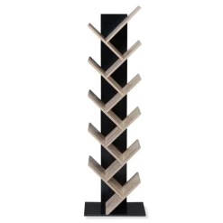 Bibliothèque arbre bois noir et façon hêtre 10 niveaux