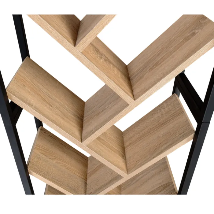 Bibliothèque arbre style industriel bois et métal 10 niveaux