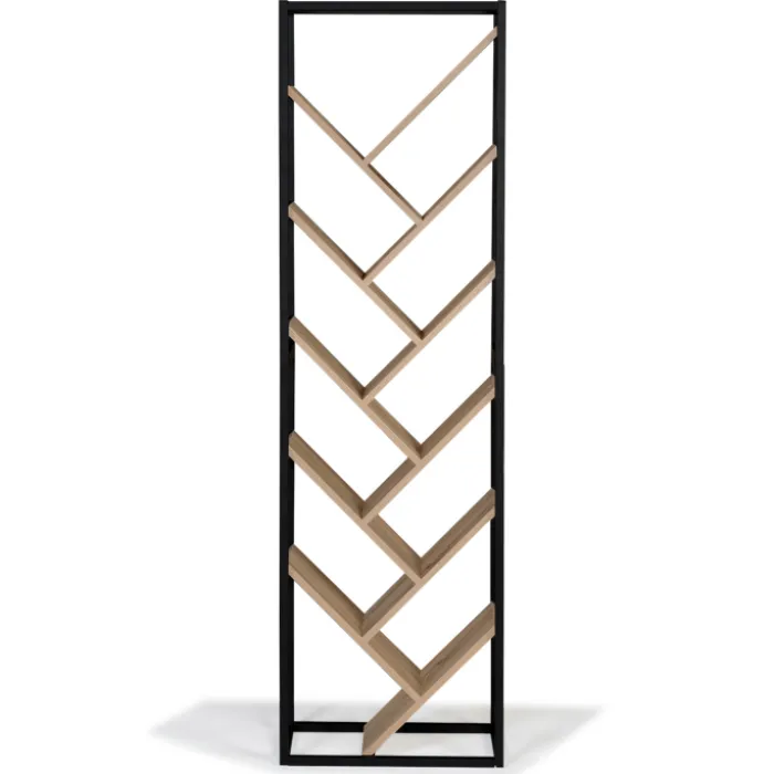 Bibliothèque arbre style industriel bois et métal 10 niveaux