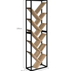 Bibliothèque arbre style industriel bois et métal 10 niveaux
