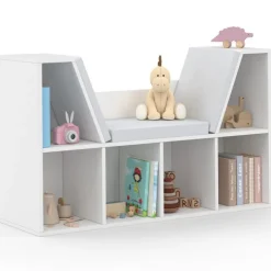 Bibliothèque banc blanche 6 cases