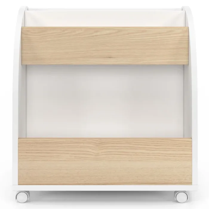 Bibliothèque enfant sur roulettes hêtre et blanc