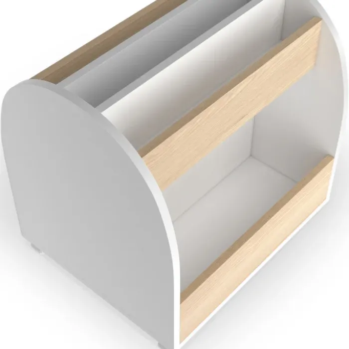 Bibliothèque enfant sur roulettes hêtre et blanc