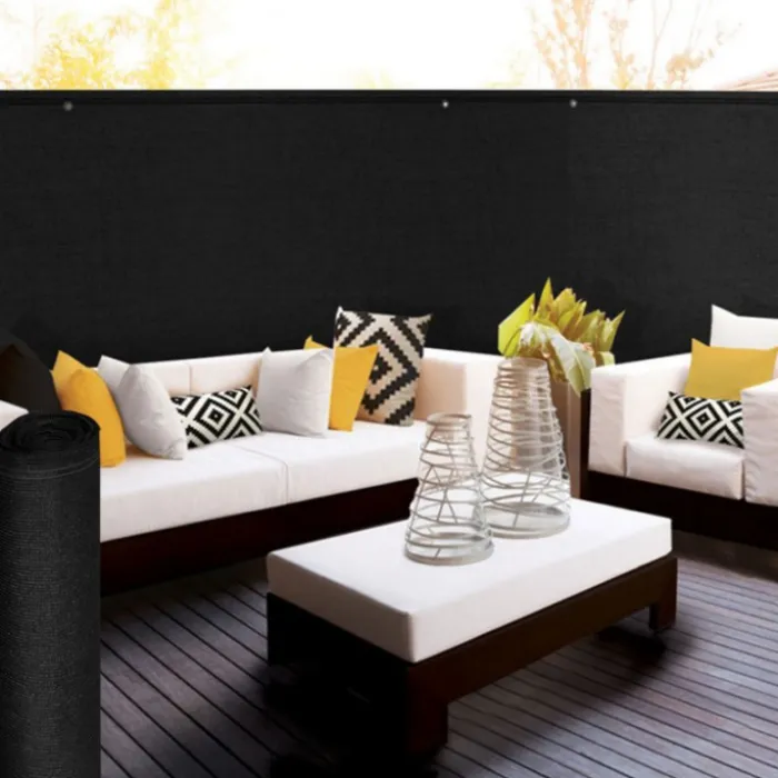Brise vue 1,8 m x 10 m noir occultant 220 gr/m²