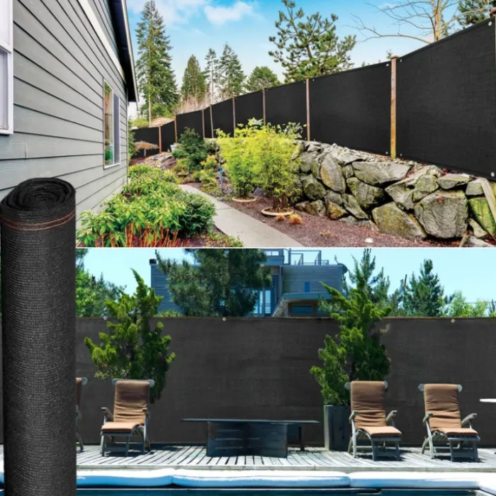 Brise vue 1,8 m x 10 m noir occultant 220 gr/m²