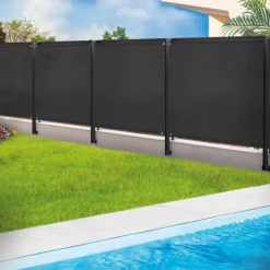 Brise vue 1,8 m x 10 m noir occultant 220 gr/m²
