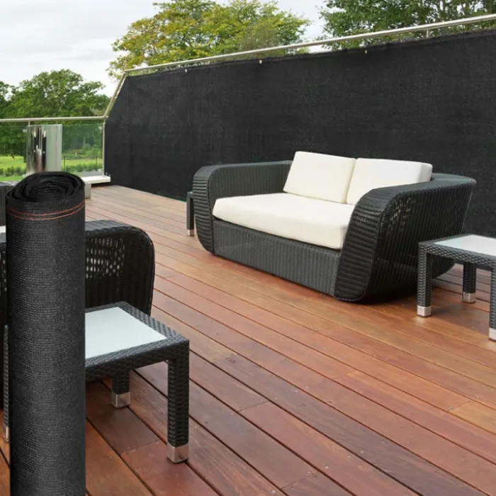 Brise vue 1 m x 10 m noir occultant 220 gr/m²