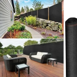 Brise vue 1 m x 10 m noir occultant 220 gr/m²
