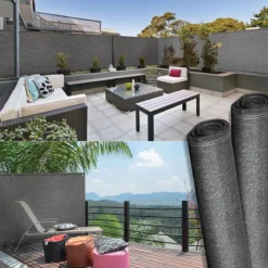 Brise vue gris 2 m x 10 m occultant 300 gr/m²