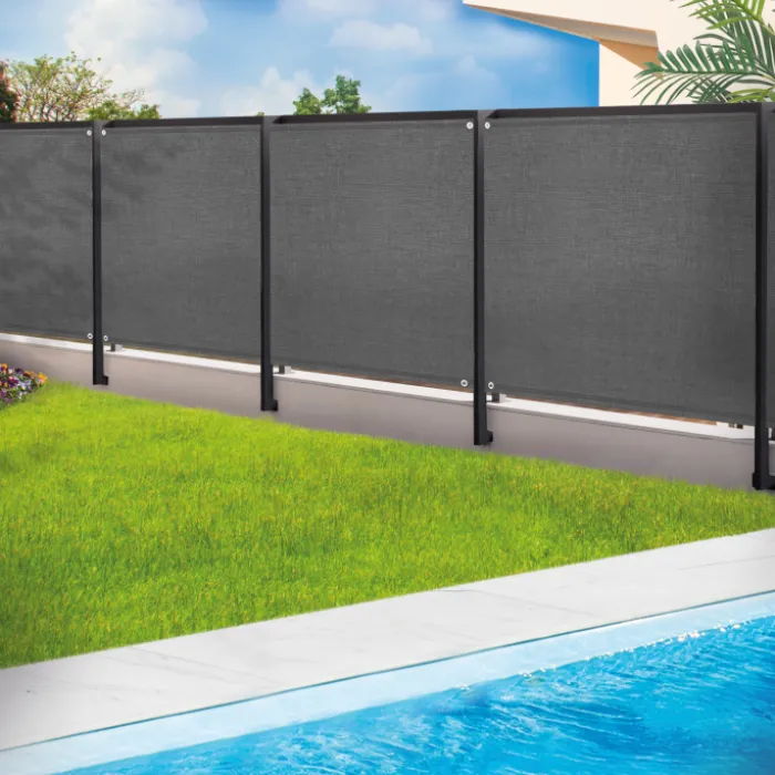 Brise vue gris 1,2m x 10m occultant 220g m²