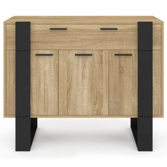 Buffet 100 cm 3 portes 1 tiroir noir