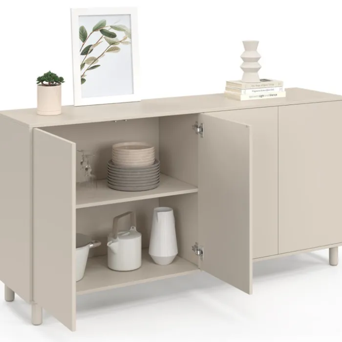 Buffet 160 cm 4 portes bois coloris beige