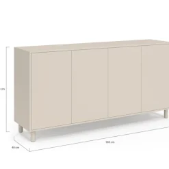 Buffet 160 cm 4 portes bois coloris beige