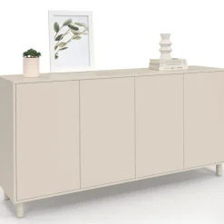 Buffet 160 cm 4 portes bois coloris beige