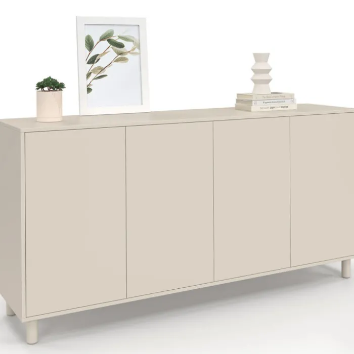 Buffet 160 cm 4 portes bois coloris beige