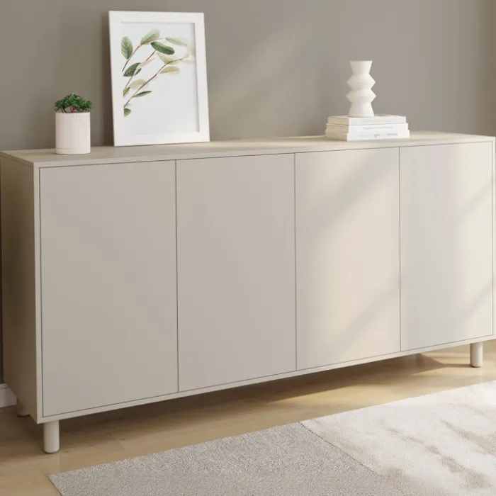 Buffet 160 cm 4 portes bois coloris beige