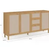Buffet 160 cm 4 portes bois et effet lin