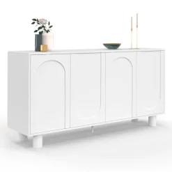 Buffet 160 cm 4 portes design arche blanc