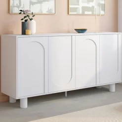 Buffet 160 cm 4 portes design arche blanc