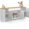 Buffet 180 cm 4 portes et 1 tiroir bois et blanc