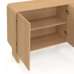 Buffet 160 cm 4 portes façon hêtre design arrondi