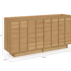 Buffet 160 cm 4 portes façon hêtre design minimaliste