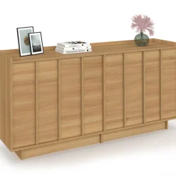 Buffet 160 cm 4 portes façon hêtre design minimaliste