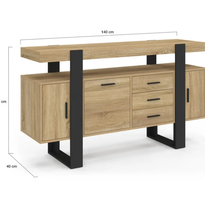 Buffet 140 cm bois et nois