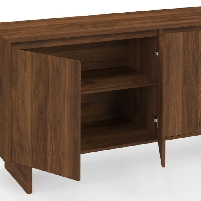 Buffet 160 cm YURI 4 portes effet noyer