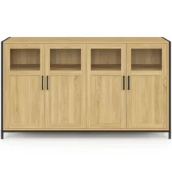 Buffet 4 portes avec vitrines 140cm design industriel