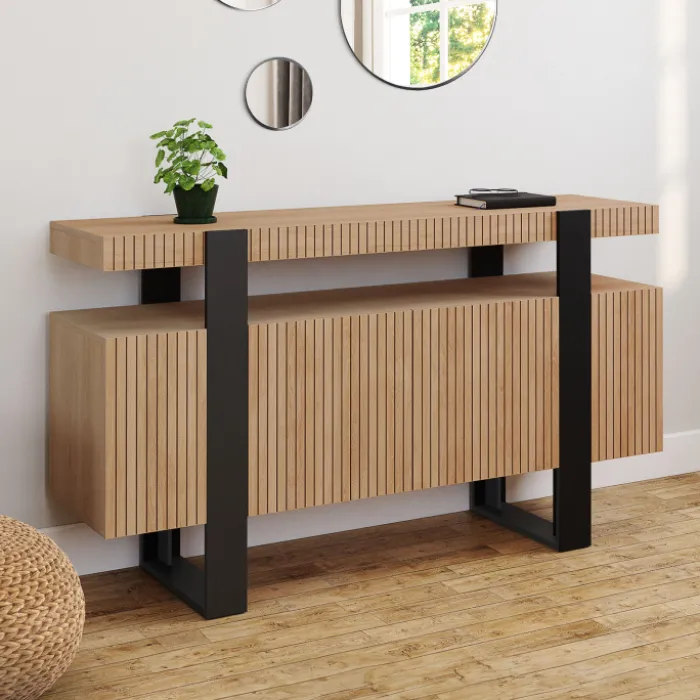 Buffet 4 portes effet lattes