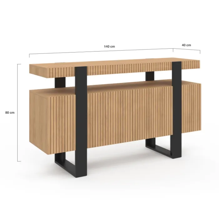 Buffet 4 portes effet lattes