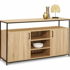 Buffet 2 portes industriel avec 3 étagères 140 cm