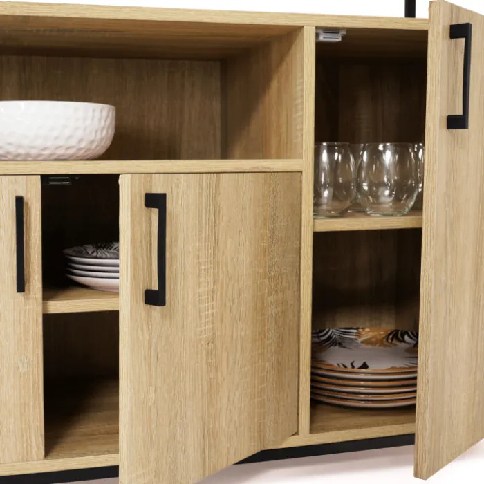 Buffet 4 portes industriel avec niche 140 cm