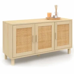 Buffet bas bois et cannage 3 portes
