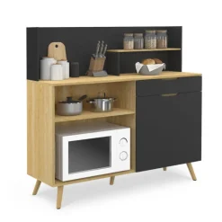 Buffet bas de cuisine hêtre et noir