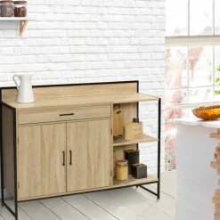 Buffet bas de cuisine industriel avec plan de travail