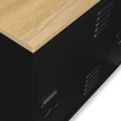 Buffet bas métal noir avec plateau bois