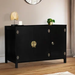 Buffet bas noir style asiatique 3 portes