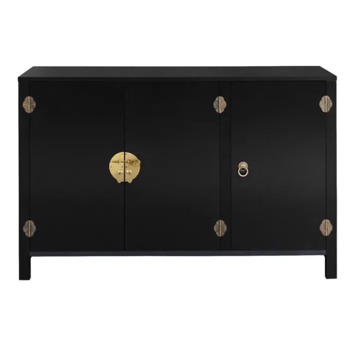 Buffet bas noir style asiatique 3 portes