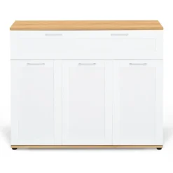 Buffet blanc et bois 3 portes et 1 tiroir