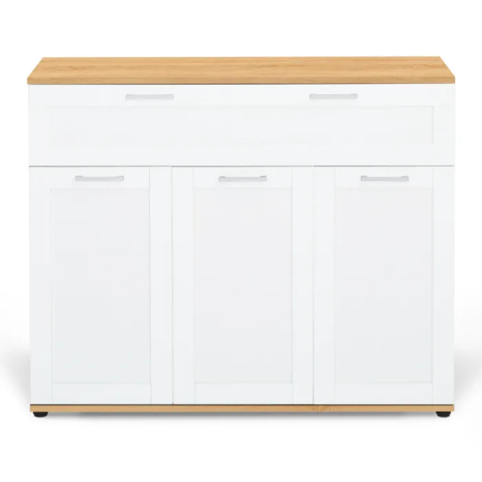 Buffet blanc et bois 3 portes et 1 tiroir