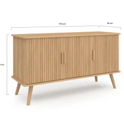 Buffet bois 3 portes 110 cm effet lattes
