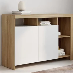 Buffet bois avec portes blanches
