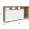 Buffet bois et blanc 140 cm 3 portes et 5 espaces de rangement