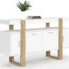 Buffet bois et blanc 140 cm avec 4 portes