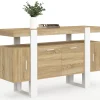 Buffet bois et blanc 4 portes 140 cm