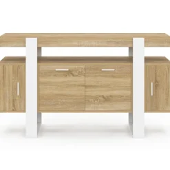 Buffet bois et blanc 4 portes 140 cm