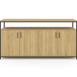 Buffet bois et noir style industriel 160 cm 4 portes