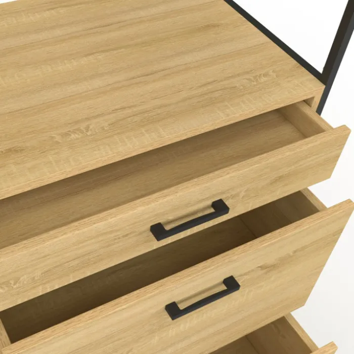 Buffet casserolier de cuisine 140 cm 5 portes + 3 tiroirs design industriel